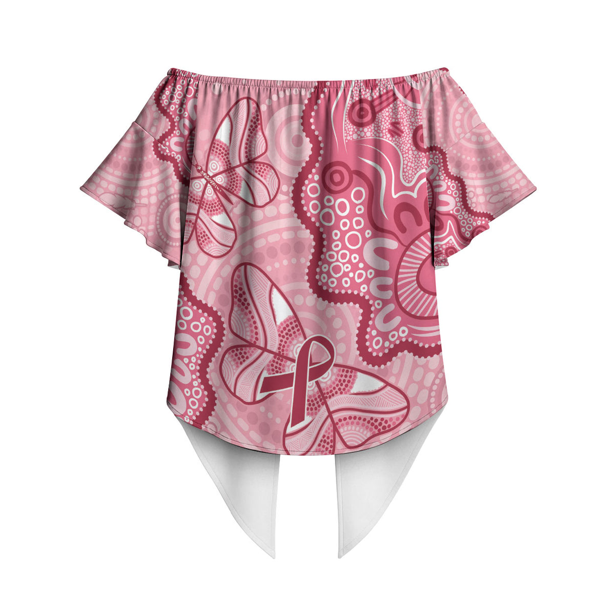 Australia Indigenous Mother's Day Off Shoulder Wrap Waist Top Breast Cancer Survivor