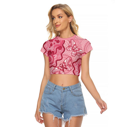 Australia Indigenous Mother's Day Raglan Cropped T Shirt Breast Cancer Survivor
