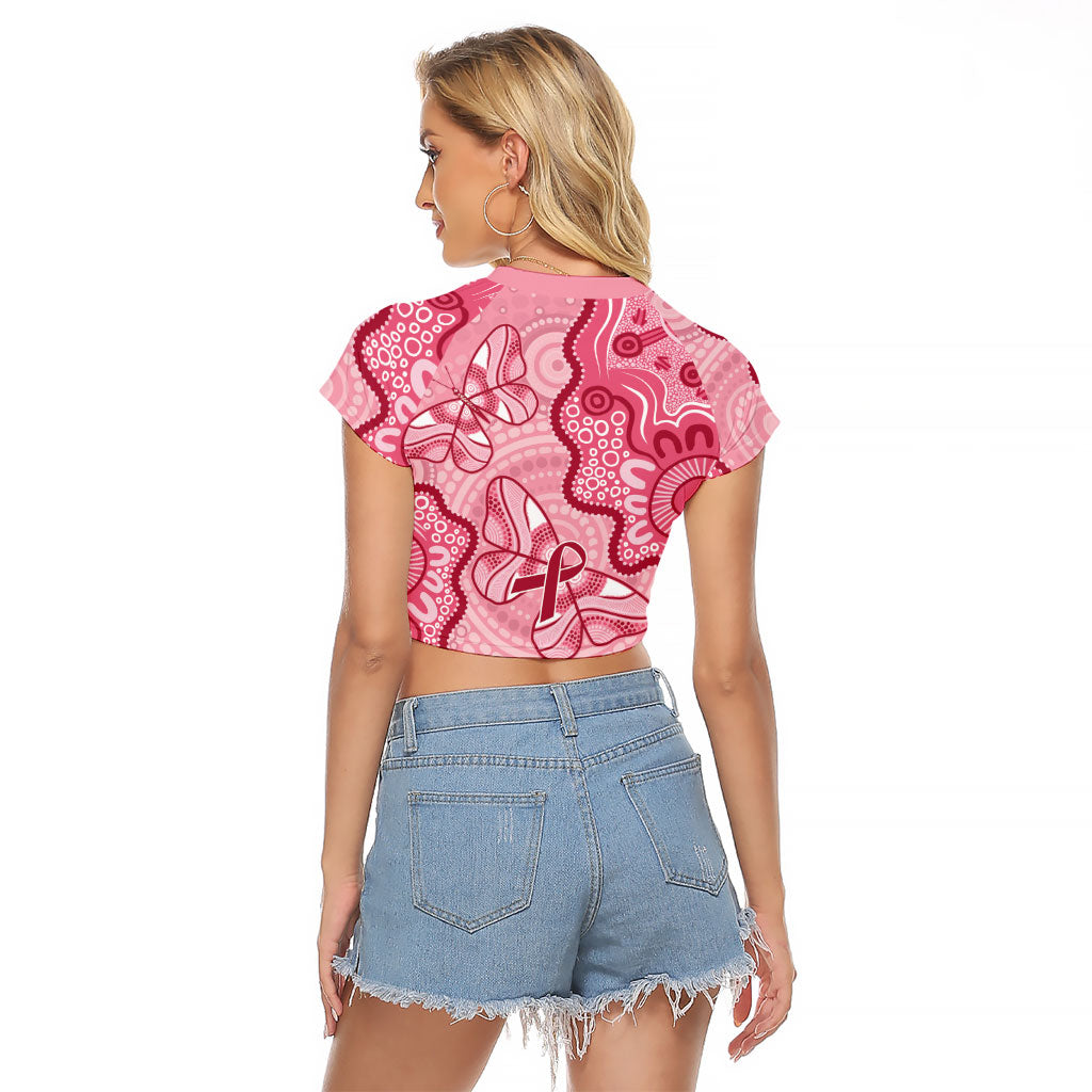 Australia Indigenous Mother's Day Raglan Cropped T Shirt Breast Cancer Survivor