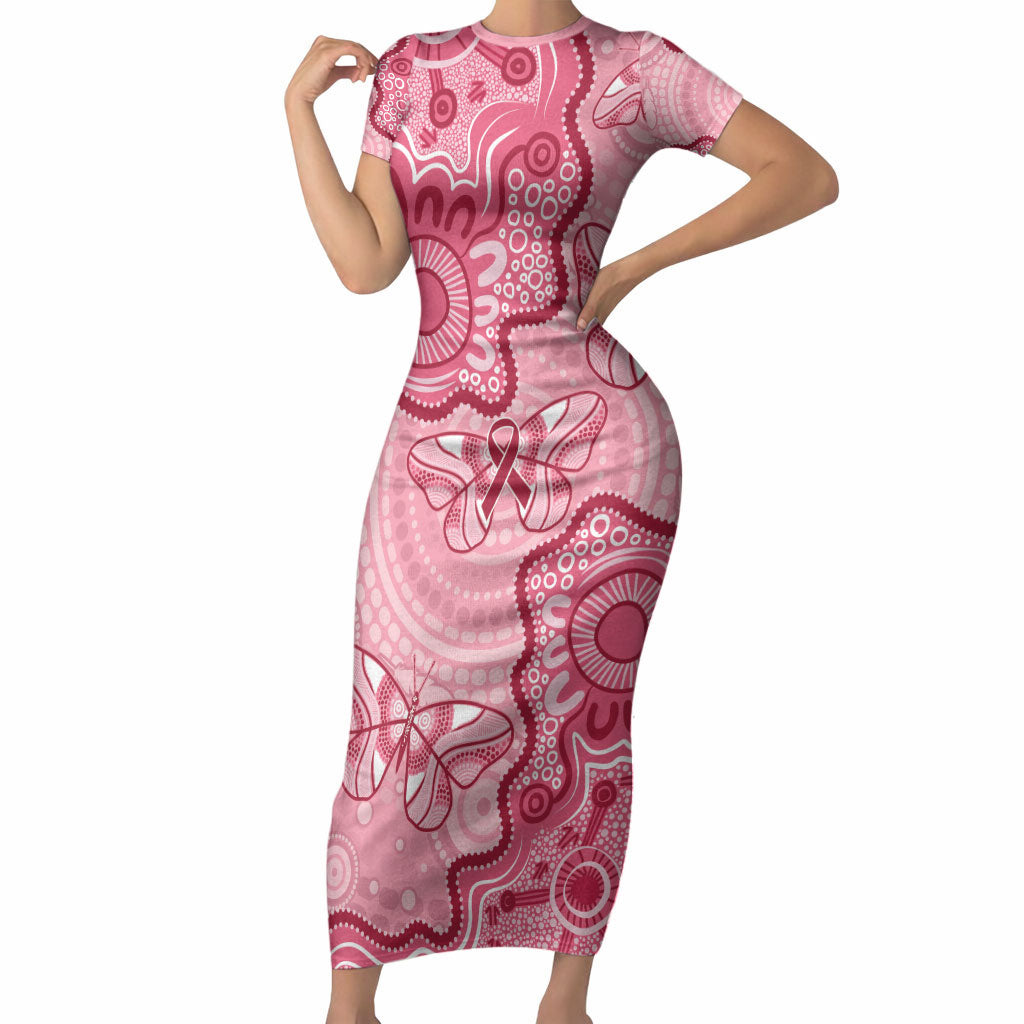 Australia Indigenous Mother's Day Short Sleeve Bodycon Dress Breast Cancer Survivor
