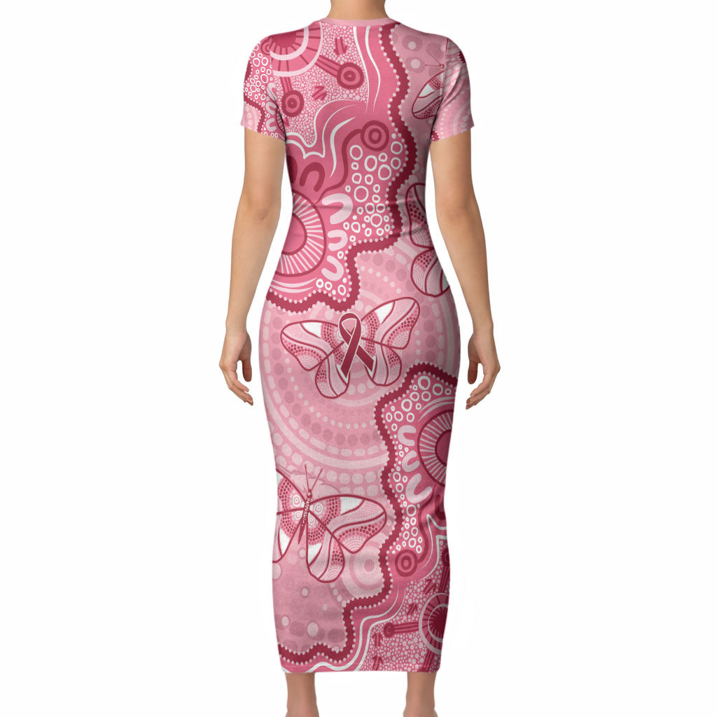 Australia Indigenous Mother's Day Short Sleeve Bodycon Dress Breast Cancer Survivor