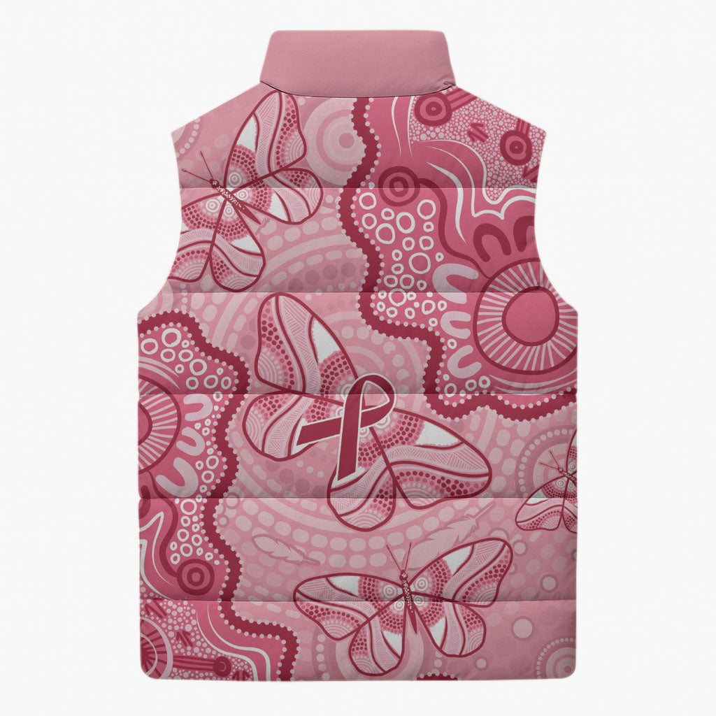 Australia Indigenous Mother's Day Sleeveless Puffer Jacket Breast Cancer Survivor