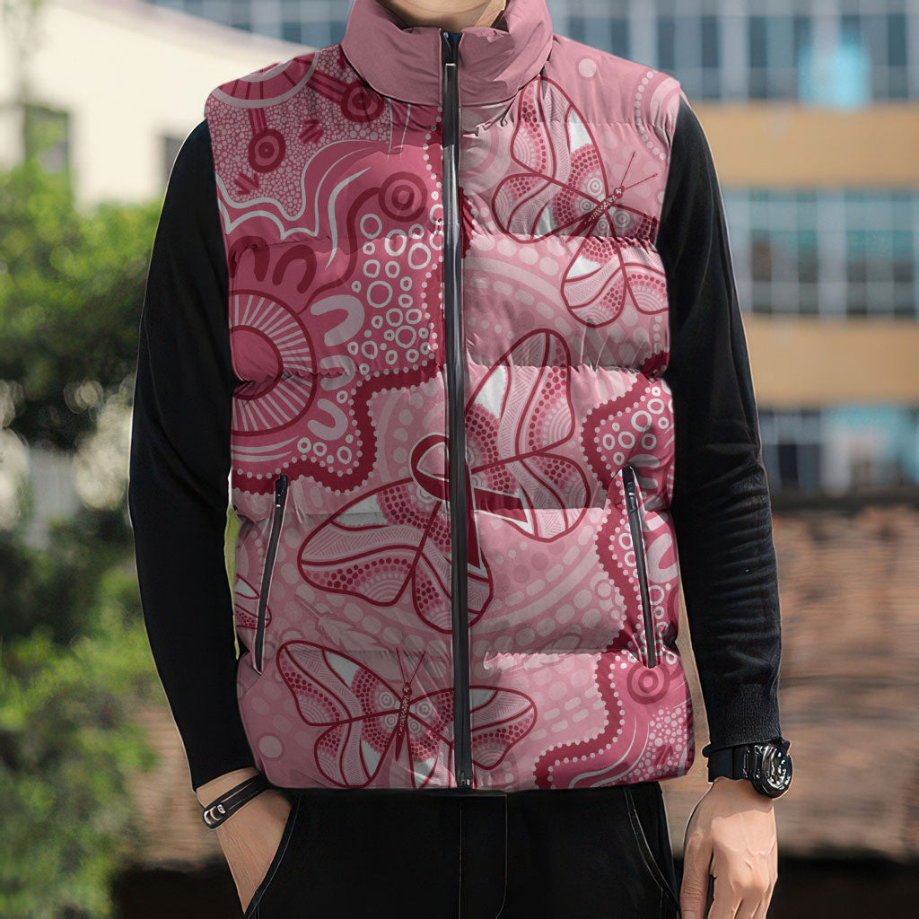Australia Indigenous Mother's Day Sleeveless Puffer Jacket Breast Cancer Survivor