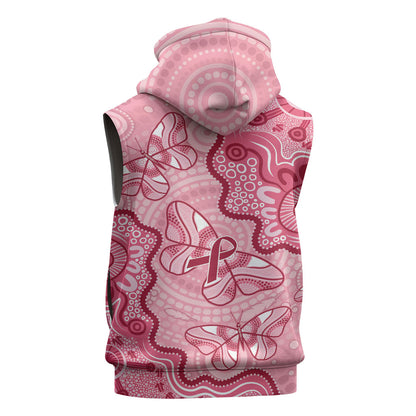 Australia Indigenous Mother's Day Sleeveless Zip Hoodie Breast Cancer Survivor