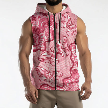 Australia Indigenous Mother's Day Sleeveless Zip Hoodie Breast Cancer Survivor