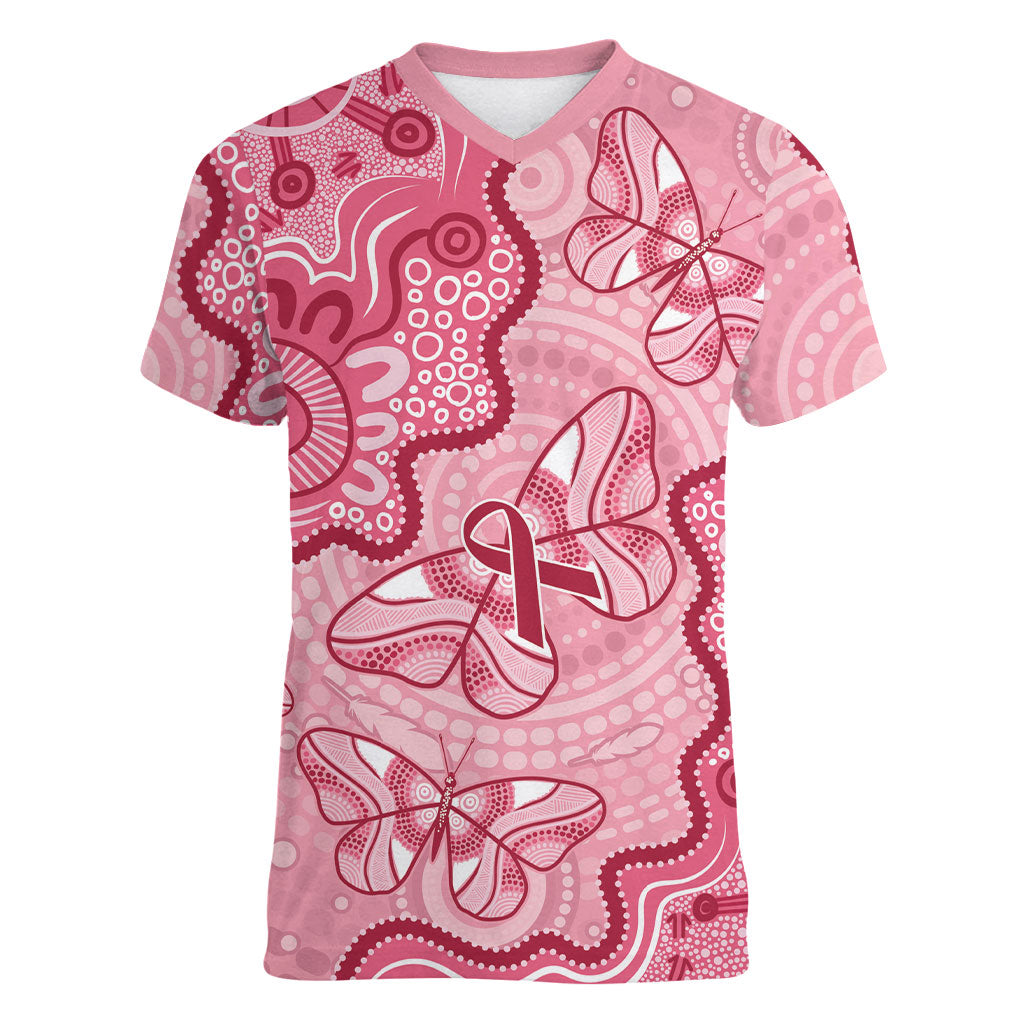Australia Indigenous Mother's Day Women V-Neck T-Shirt Breast Cancer Survivor
