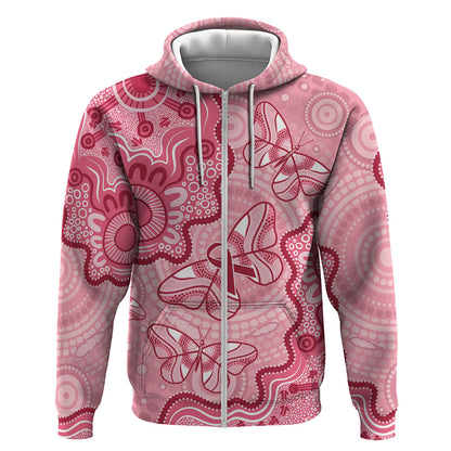 Australia Indigenous Mother's Day Zip Hoodie Breast Cancer Survivor