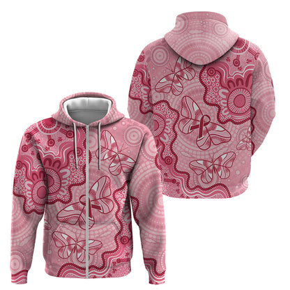 Australia Indigenous Mother's Day Zip Hoodie Breast Cancer Survivor