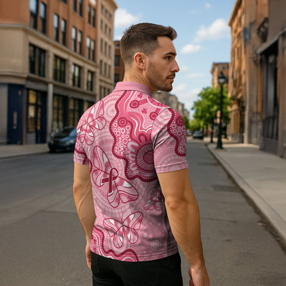 Australia Indigenous Mother's Day Zipper Polo Shirt Breast Cancer Survivor