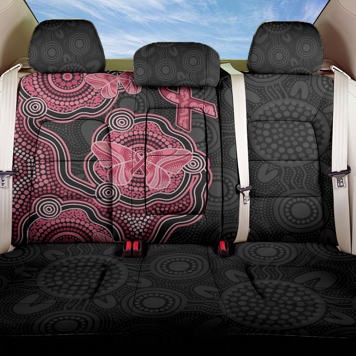 Australia Indigenous Mother's Day Back Car Seat Cover Aboriginal Breast Cancer Ribbon