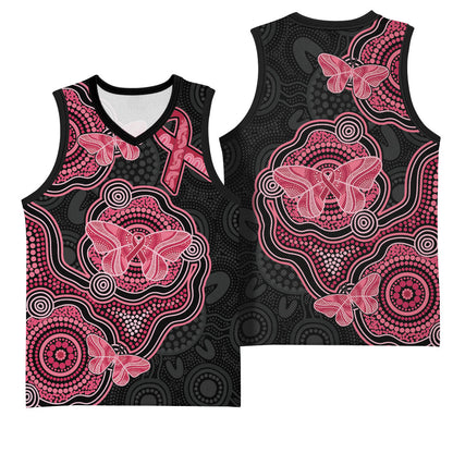 Australia Indigenous Mother's Day Basketball Jersey Aboriginal Breast Cancer Ribbon