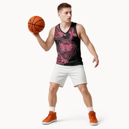 Australia Indigenous Mother's Day Basketball Jersey Aboriginal Breast Cancer Ribbon
