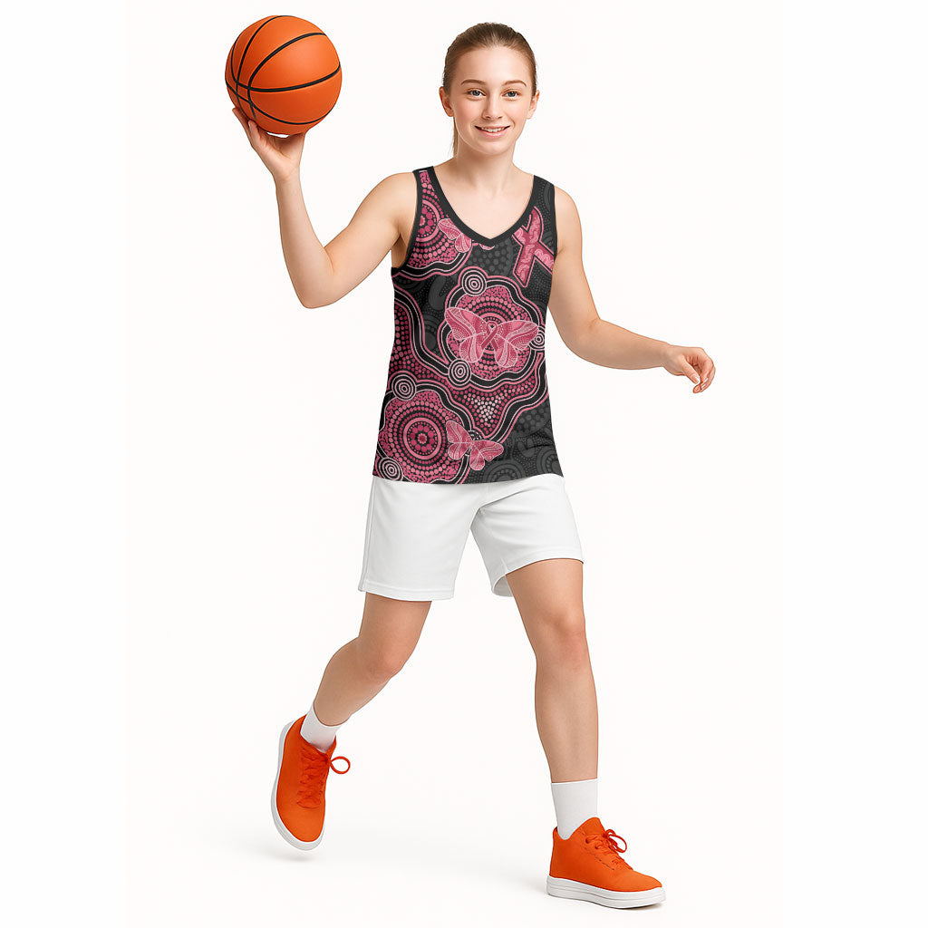 Australia Indigenous Mother's Day Basketball Jersey Aboriginal Breast Cancer Ribbon