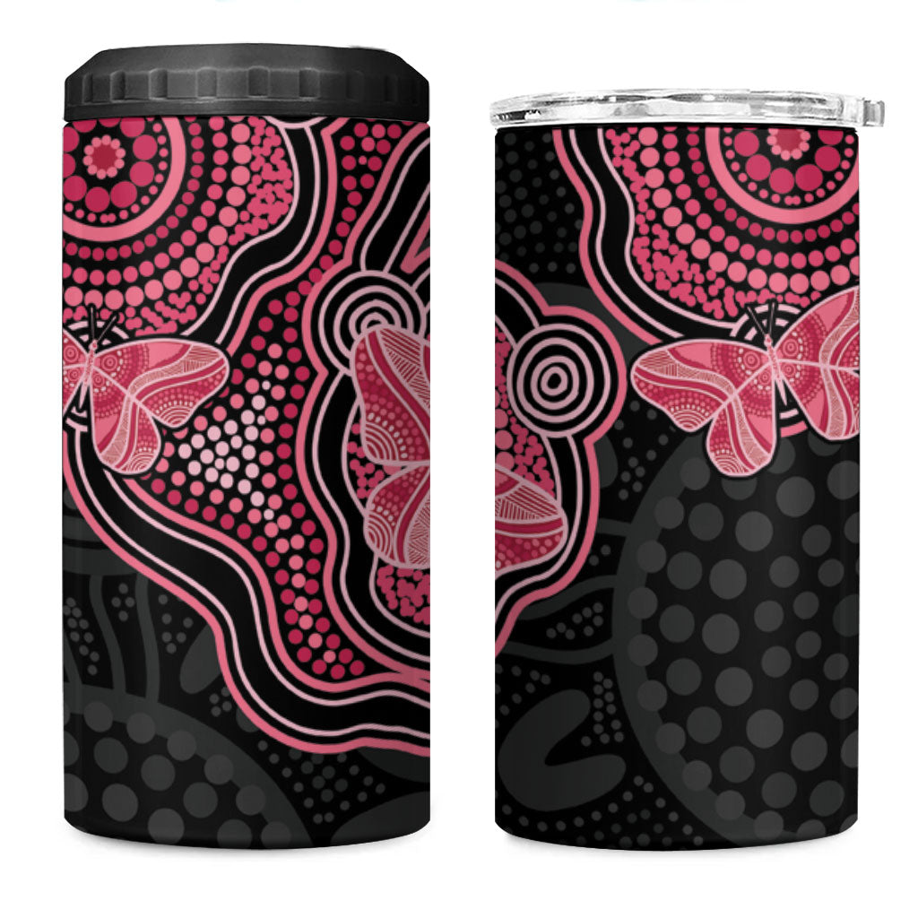 Australia Indigenous Mother's Day 4 in 1 Can Cooler Tumbler Aboriginal Breast Cancer Ribbon