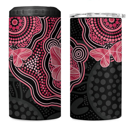 Australia Indigenous Mother's Day 4 in 1 Can Cooler Tumbler Aboriginal Breast Cancer Ribbon