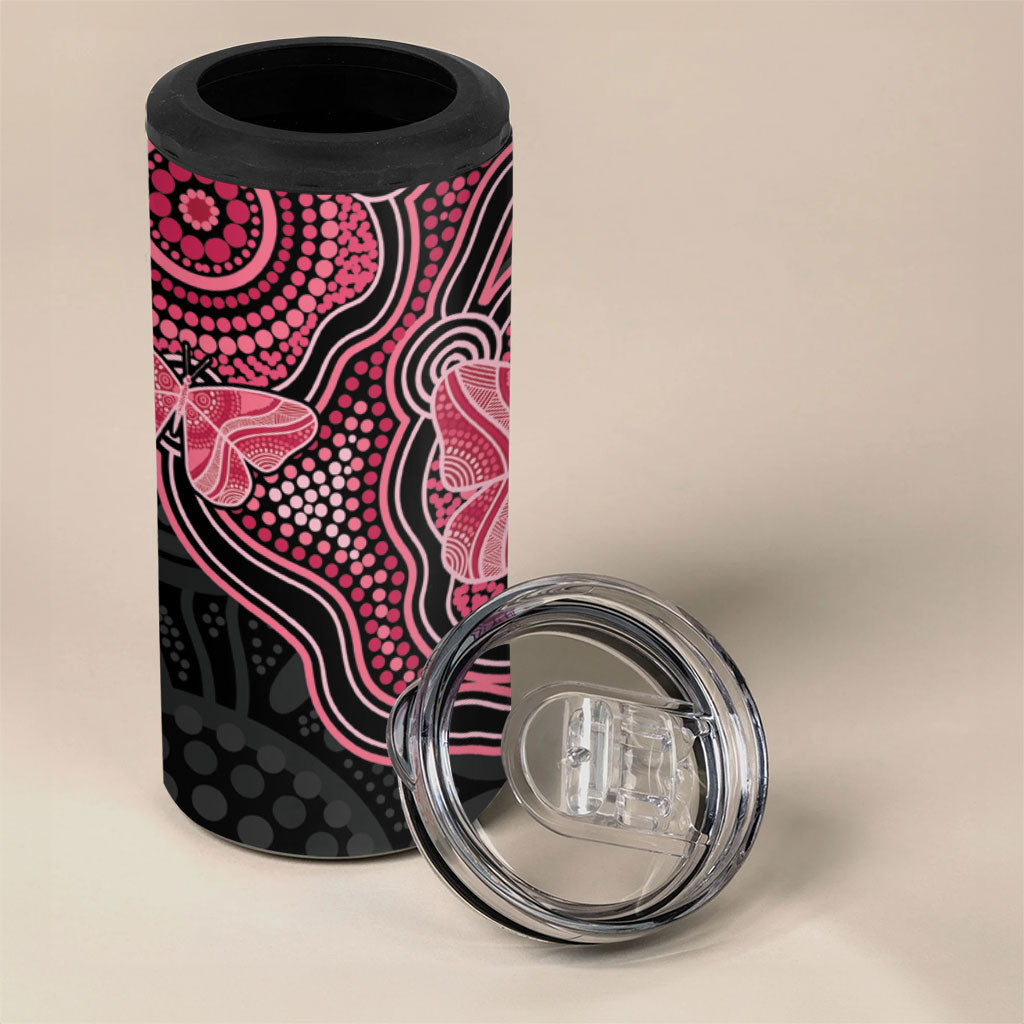 Australia Indigenous Mother's Day 4 in 1 Can Cooler Tumbler Aboriginal Breast Cancer Ribbon