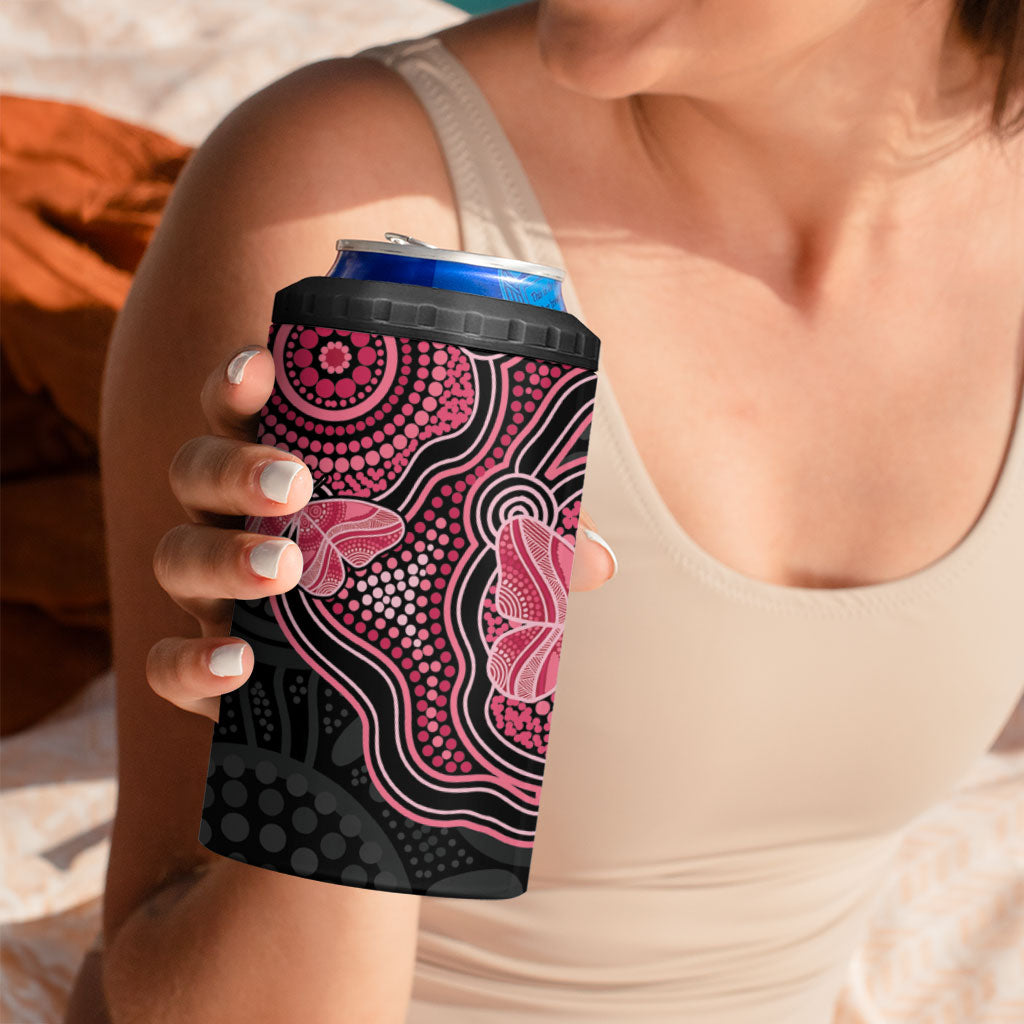 Australia Indigenous Mother's Day 4 in 1 Can Cooler Tumbler Aboriginal Breast Cancer Ribbon