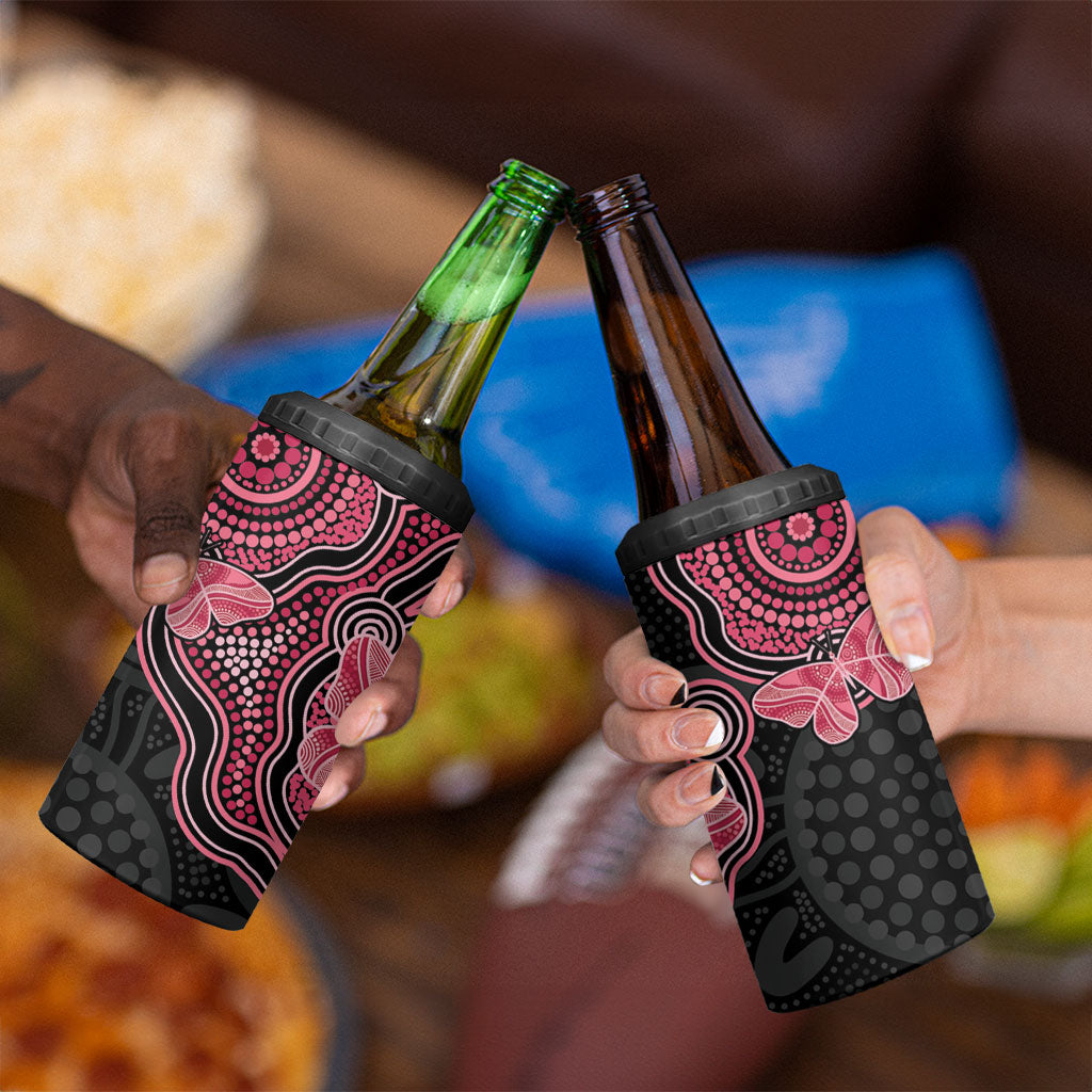 Australia Indigenous Mother's Day 4 in 1 Can Cooler Tumbler Aboriginal Breast Cancer Ribbon