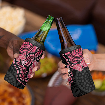 Australia Indigenous Mother's Day 4 in 1 Can Cooler Tumbler Aboriginal Breast Cancer Ribbon