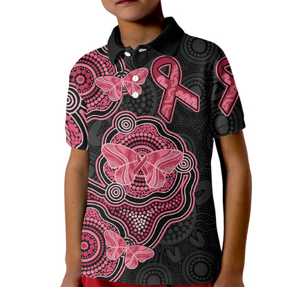 Australia Indigenous Mother's Day Kid Polo Shirt Aboriginal Breast Cancer Ribbon