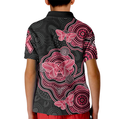 Australia Indigenous Mother's Day Kid Polo Shirt Aboriginal Breast Cancer Ribbon