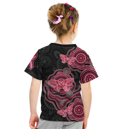 Australia Indigenous Mother's Day Kid T Shirt Aboriginal Breast Cancer Ribbon