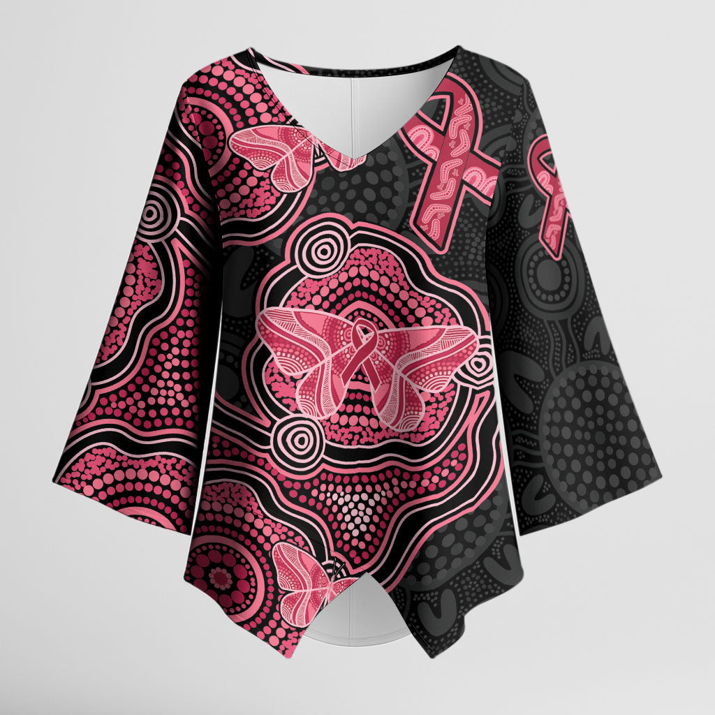 Australia Indigenous Mother's Day Kimono Sleeve Blouse Aboriginal Breast Cancer Ribbon