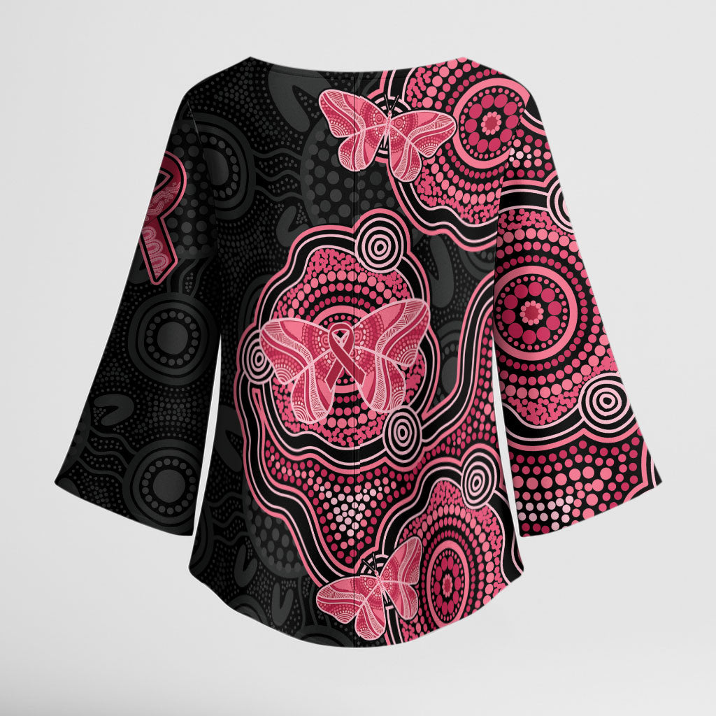 Australia Indigenous Mother's Day Kimono Sleeve Blouse Aboriginal Breast Cancer Ribbon