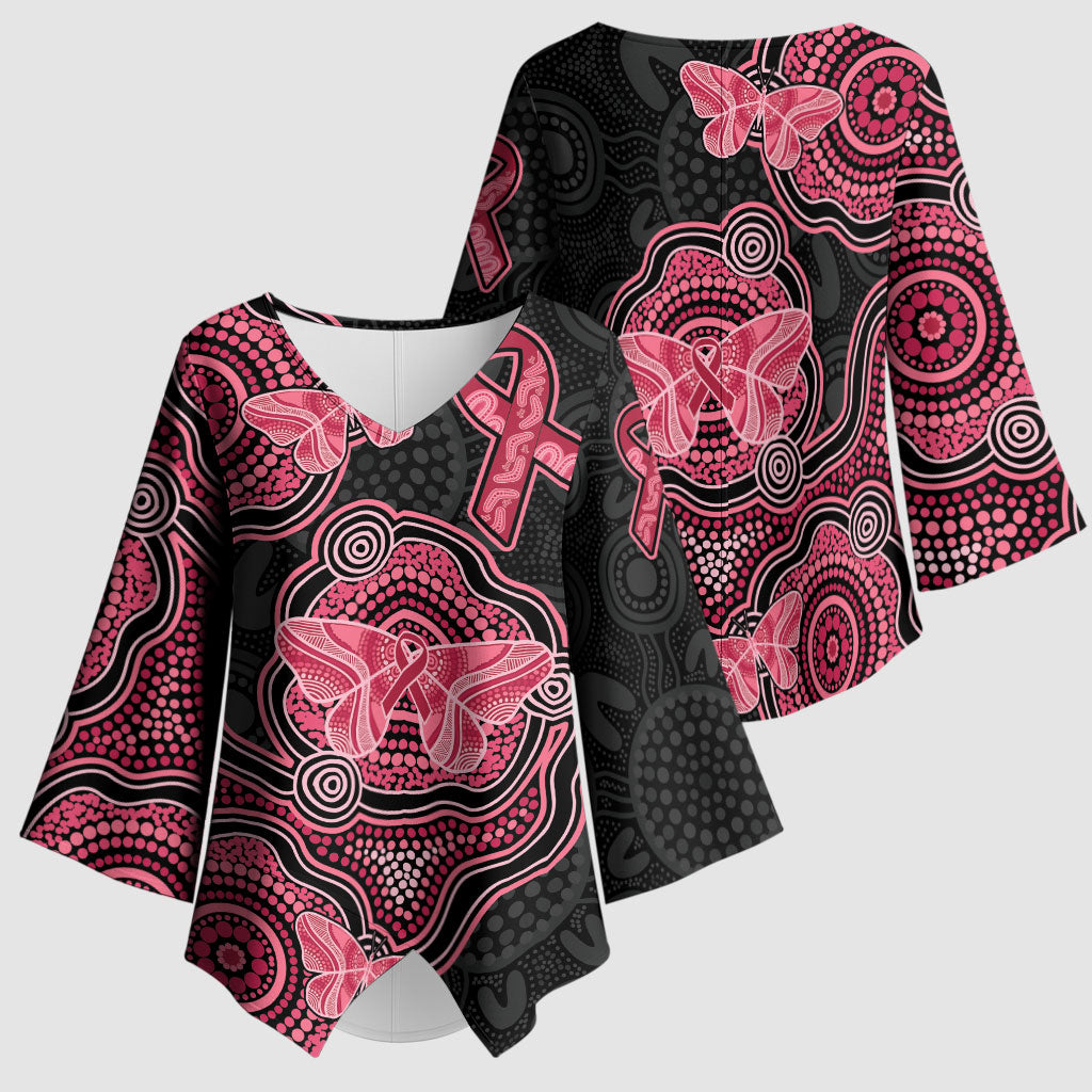Australia Indigenous Mother's Day Kimono Sleeve Blouse Aboriginal Breast Cancer Ribbon