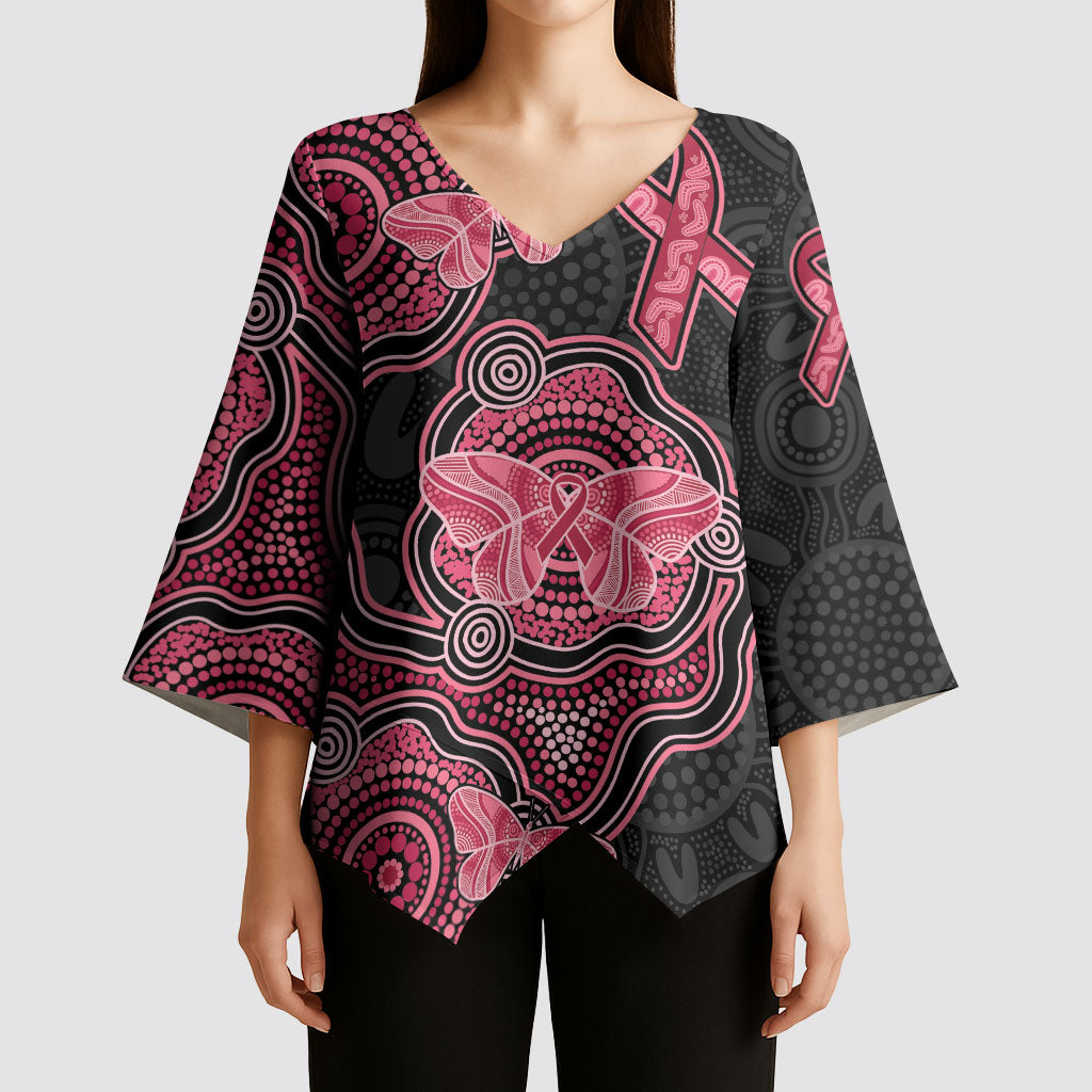 Australia Indigenous Mother's Day Kimono Sleeve Blouse Aboriginal Breast Cancer Ribbon