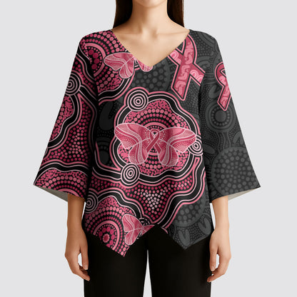 Australia Indigenous Mother's Day Kimono Sleeve Blouse Aboriginal Breast Cancer Ribbon