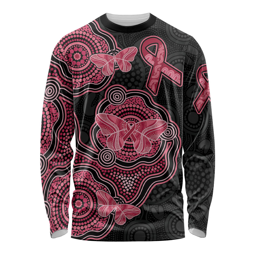 Australia Indigenous Mother's Day Long Sleeve Shirt Aboriginal Breast Cancer Ribbon