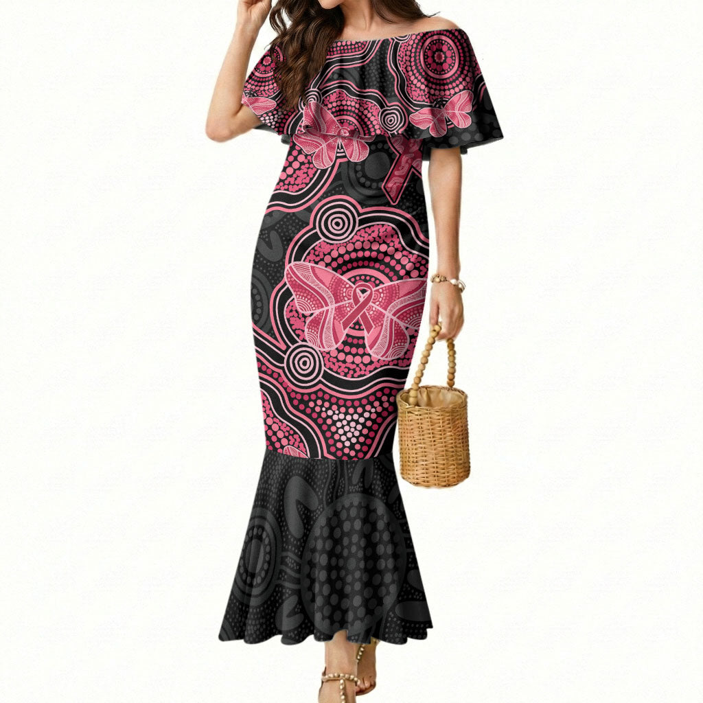 Australia Indigenous Mother's Day Mermaid Dress Aboriginal Breast Cancer Ribbon