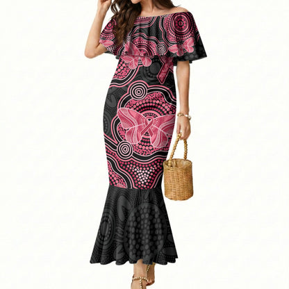 Australia Indigenous Mother's Day Mermaid Dress Aboriginal Breast Cancer Ribbon