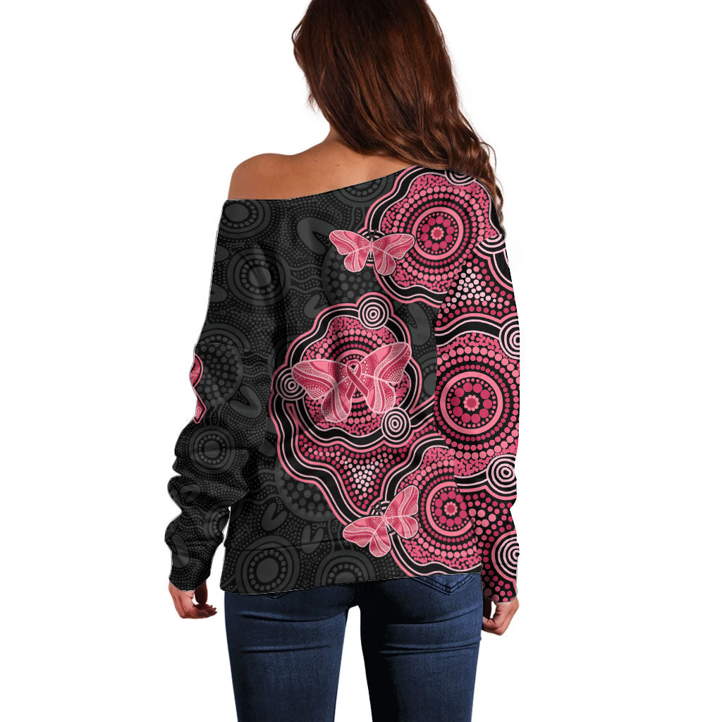 Australia Indigenous Mother's Day Off Shoulder Sweater Aboriginal Breast Cancer Ribbon