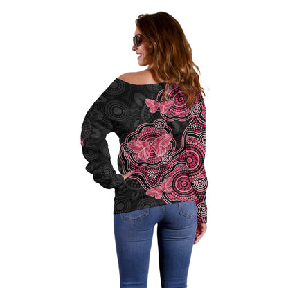 Australia Indigenous Mother's Day Off Shoulder Sweater Aboriginal Breast Cancer Ribbon