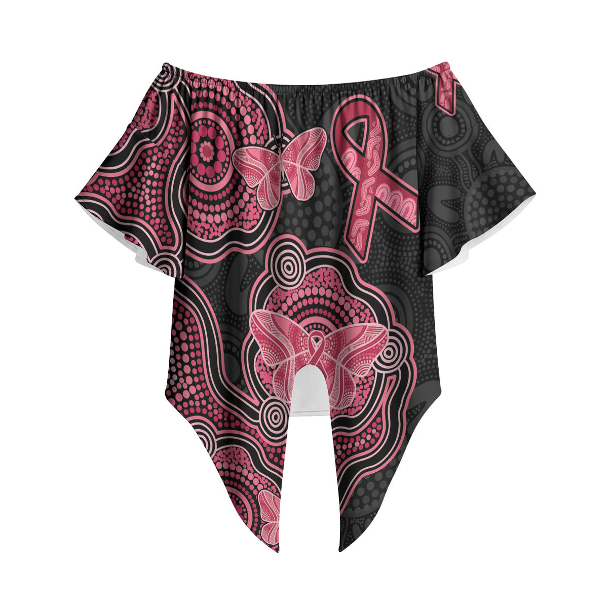 Australia Indigenous Mother's Day Off Shoulder Wrap Waist Top Aboriginal Breast Cancer Ribbon