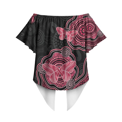 Australia Indigenous Mother's Day Off Shoulder Wrap Waist Top Aboriginal Breast Cancer Ribbon