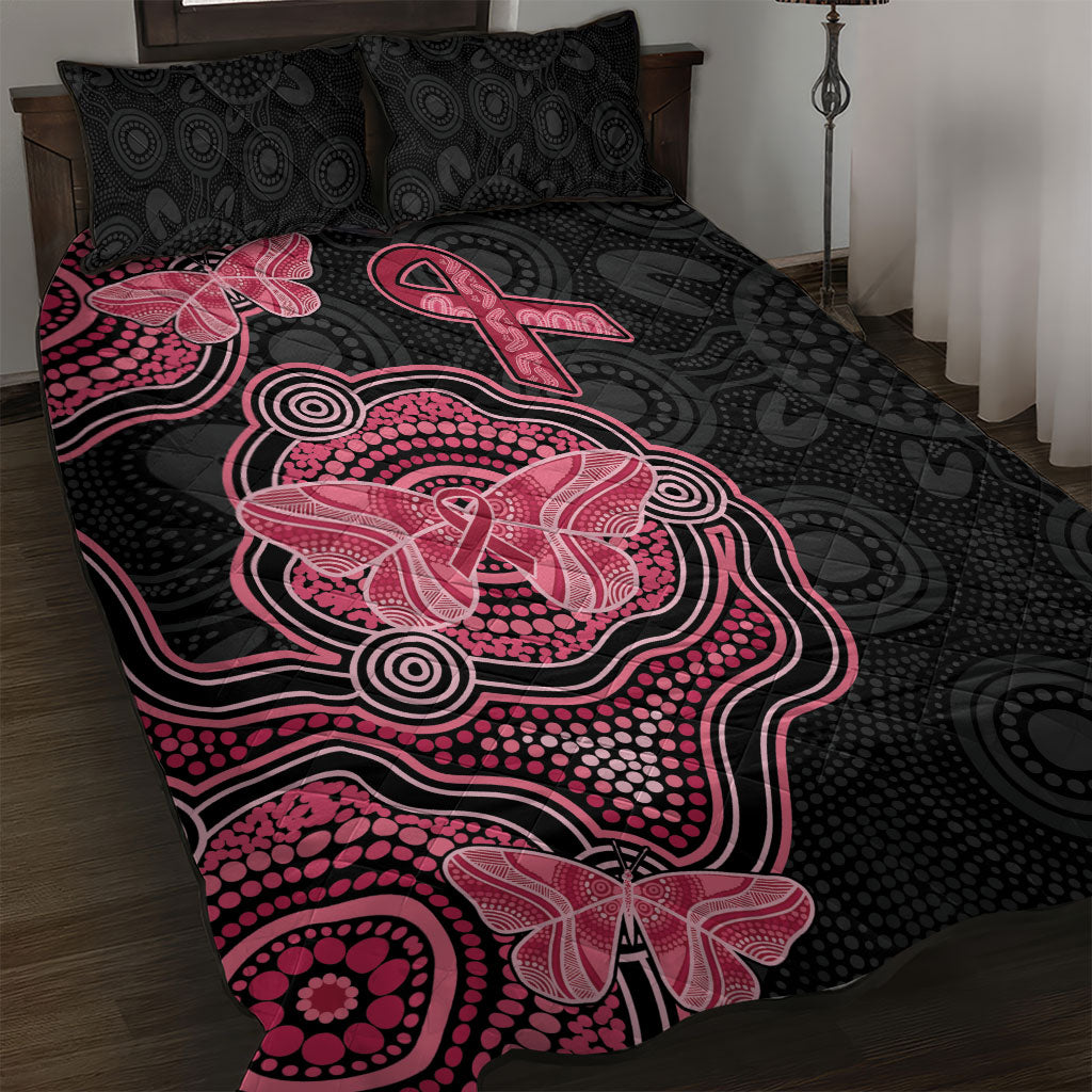 Australia Indigenous Mother's Day Quilt Bed Set Aboriginal Breast Cancer Ribbon