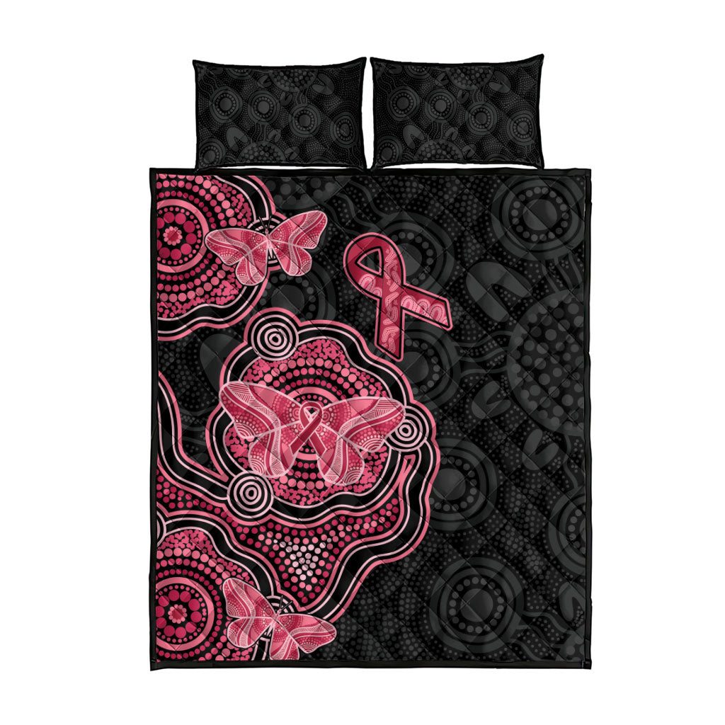 Australia Indigenous Mother's Day Quilt Bed Set Aboriginal Breast Cancer Ribbon