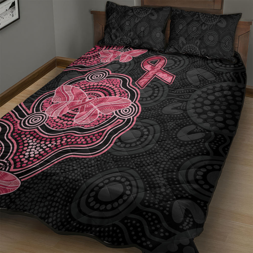 Australia Indigenous Mother's Day Quilt Bed Set Aboriginal Breast Cancer Ribbon