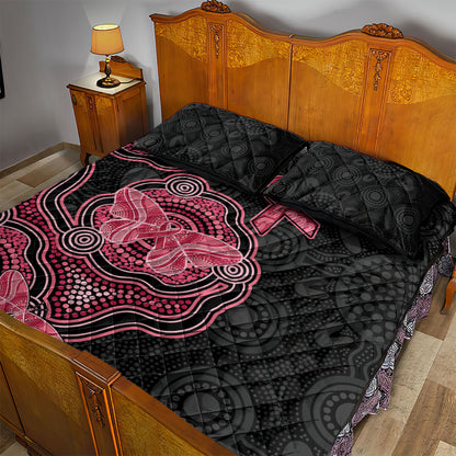 Australia Indigenous Mother's Day Quilt Bed Set Aboriginal Breast Cancer Ribbon