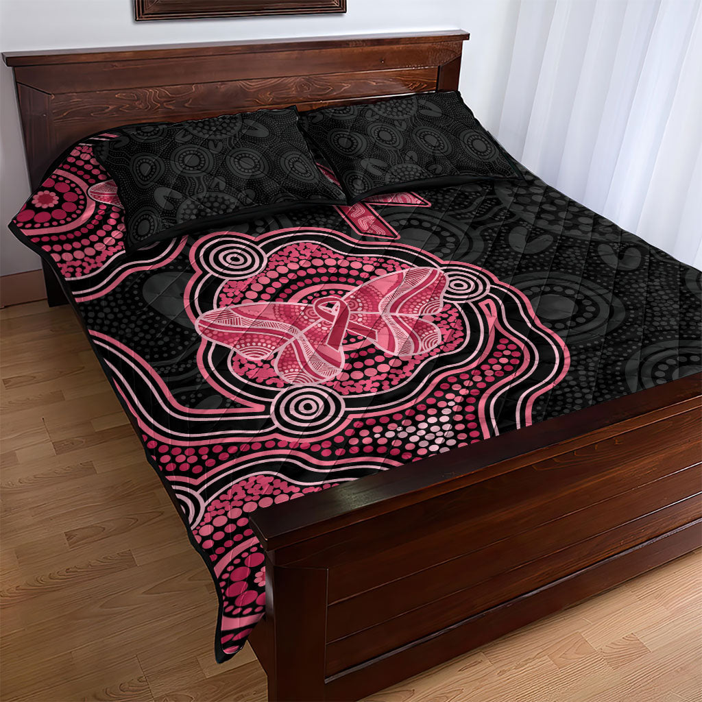 Australia Indigenous Mother's Day Quilt Bed Set Aboriginal Breast Cancer Ribbon