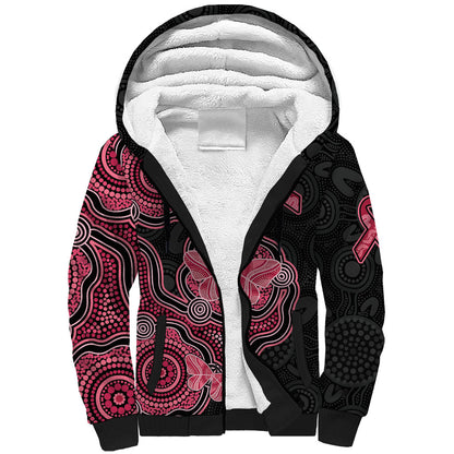 Australia Indigenous Mother's Day Sherpa Hoodie Aboriginal Breast Cancer Ribbon