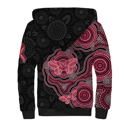 Australia Indigenous Mother's Day Sherpa Hoodie Aboriginal Breast Cancer Ribbon