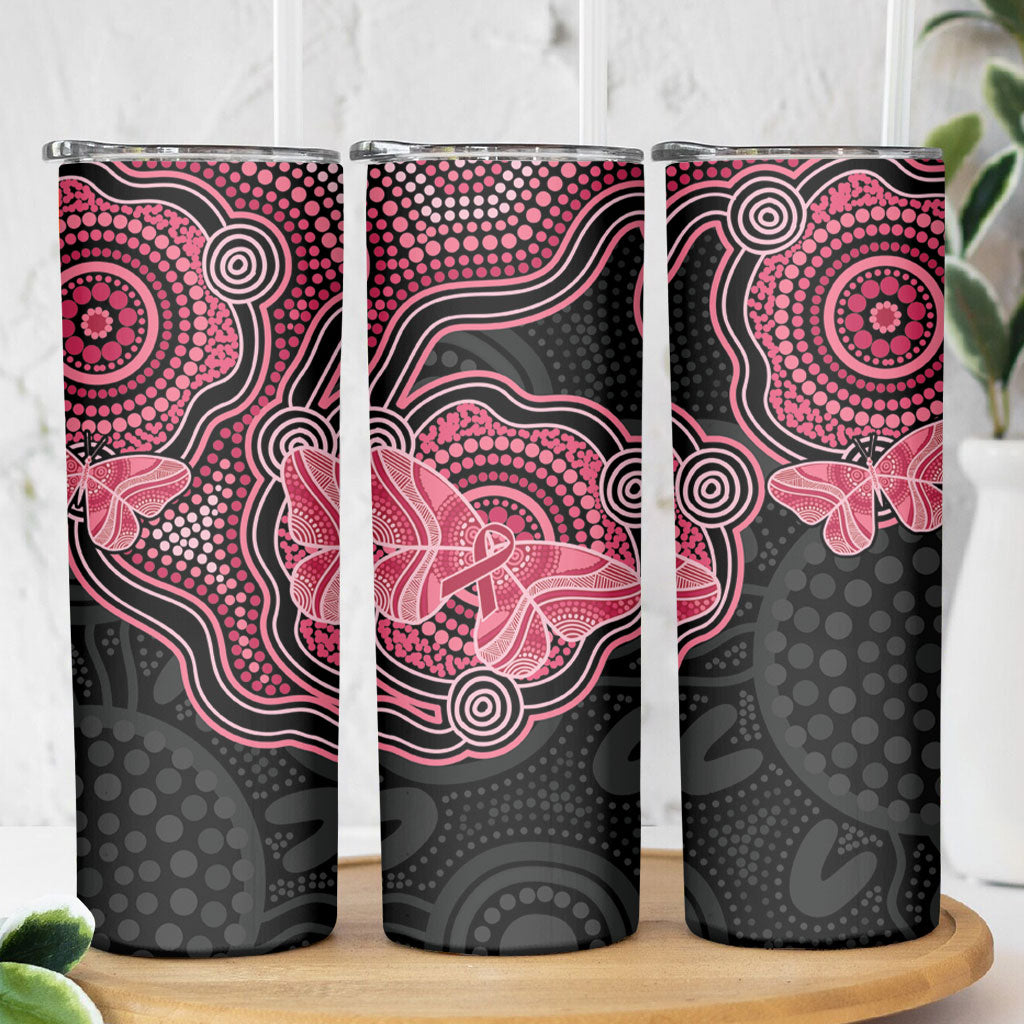 Australia Indigenous Mother's Day Skinny Tumbler Aboriginal Breast Cancer Ribbon