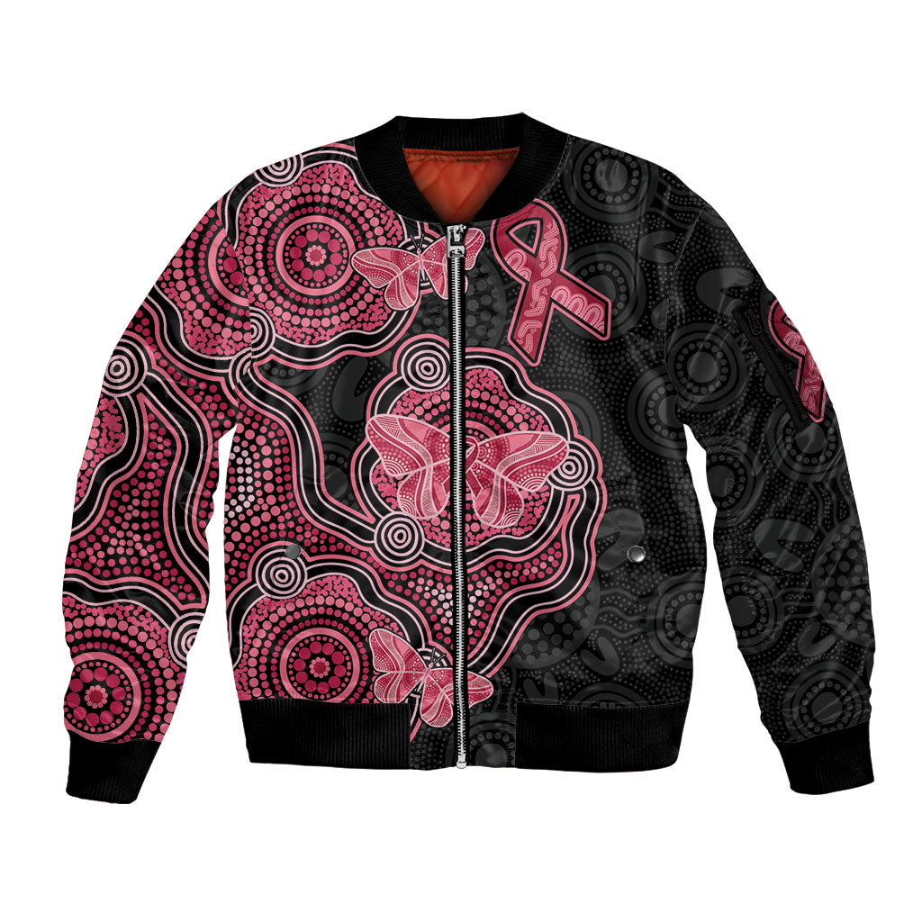 Australia Indigenous Mother's Day Sleeve Zip Bomber Jacket Aboriginal Breast Cancer Ribbon