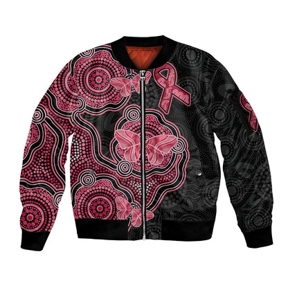 Australia Indigenous Mother's Day Sleeve Zip Bomber Jacket Aboriginal Breast Cancer Ribbon