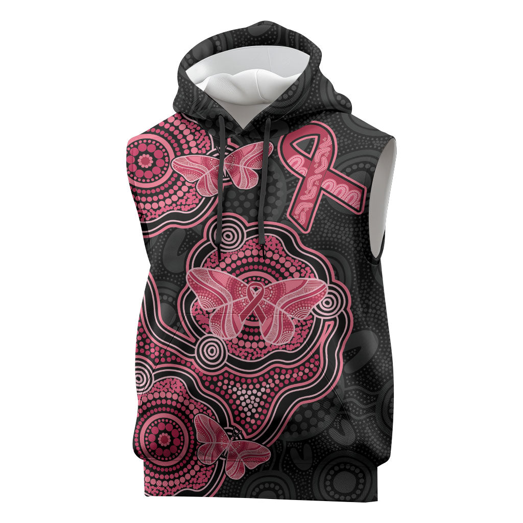 Australia Indigenous Mother's Day Sleeveless Hoodie Aboriginal Breast Cancer Ribbon