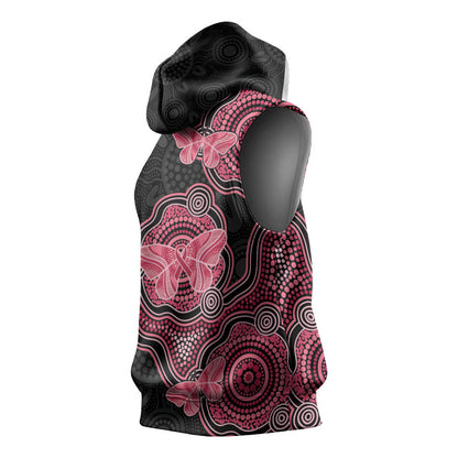 Australia Indigenous Mother's Day Sleeveless Hoodie Aboriginal Breast Cancer Ribbon